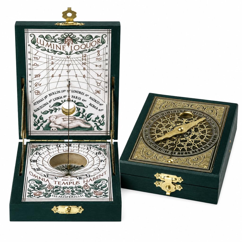 Kit scientifique d'astronomie : montre solaire Kepler de poche (H-04) avec boussole et rose des vents | Réplique historique fonctionnelle (siècles XVI-XVII) | Jouet éducatif STEM et de