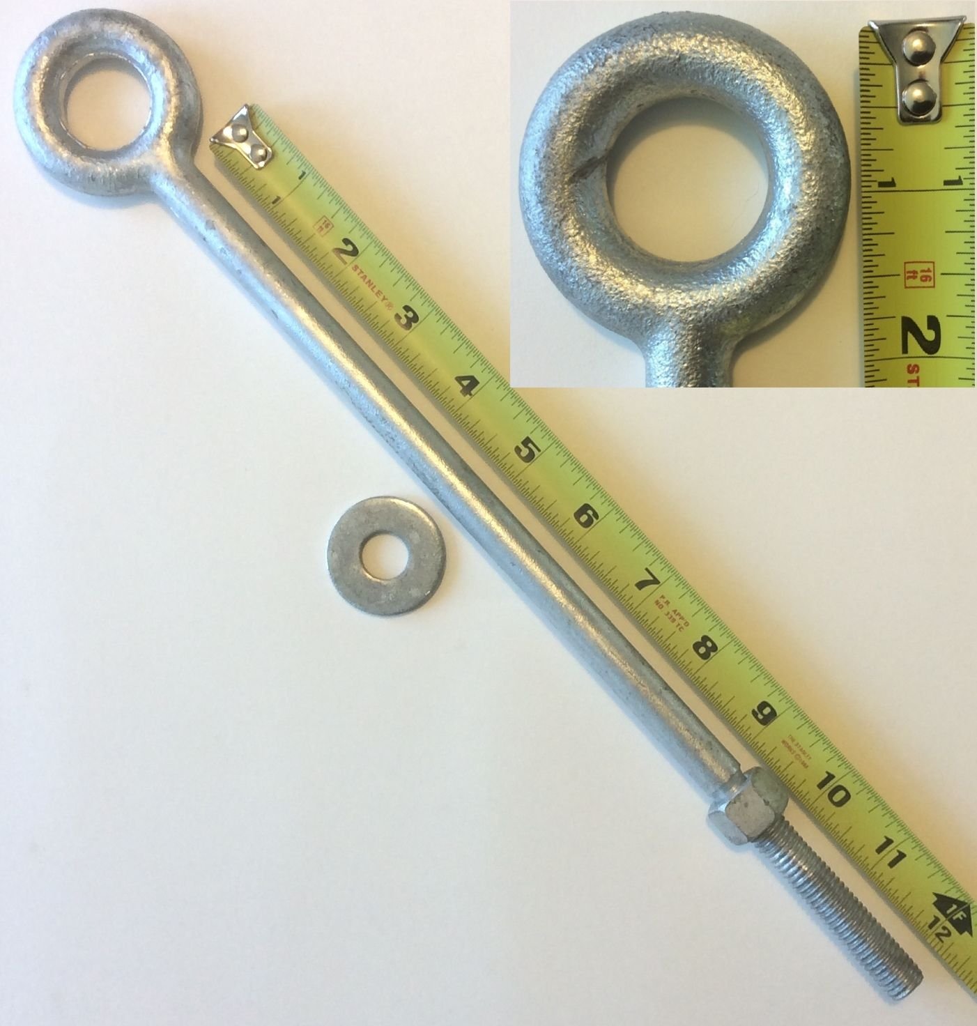 Eye Bolts (1pk) 1/2" x 12" Drop Forged Galv Eye Bolts for Batting Cage Cable Kit