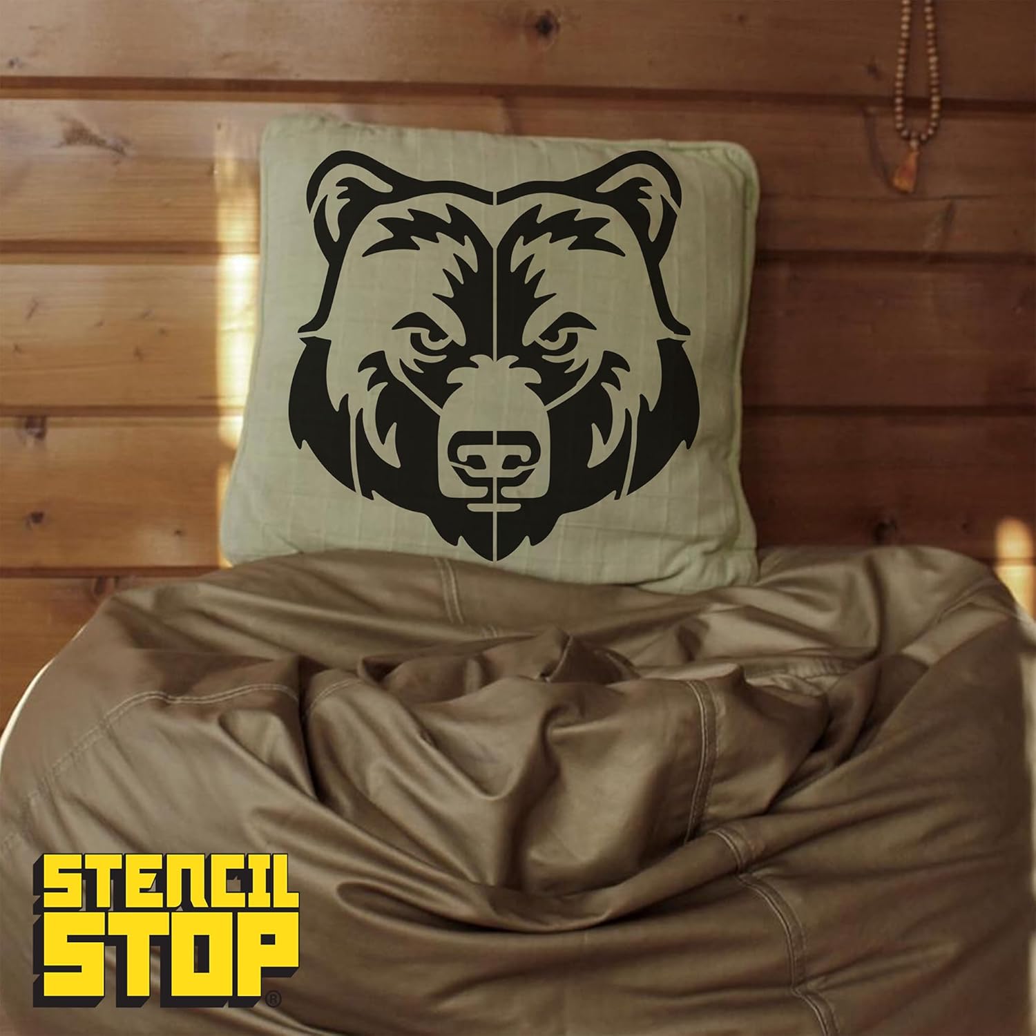 Stencil Stop Grizzly Bear Head Stencil - Reusable for DIY Projects, Painting, Drawing, Crafts - 14 Mil Mylar Plastic (18 x 18 inches)