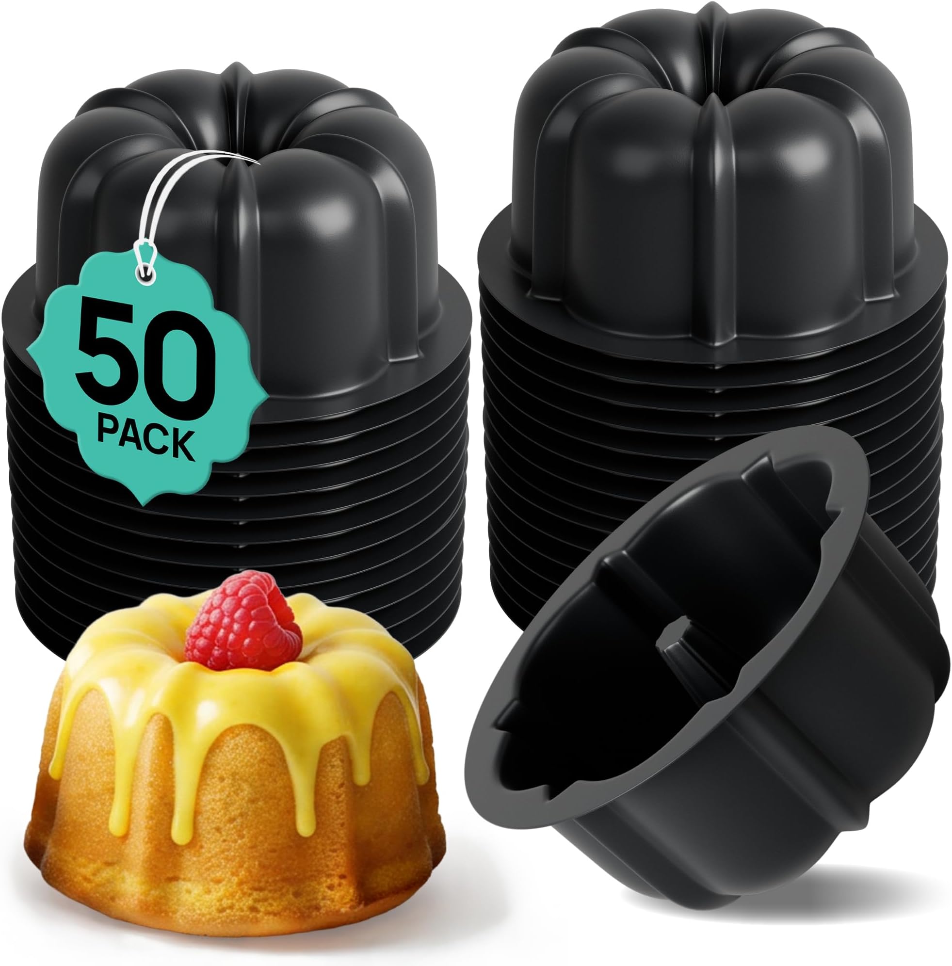O'CREME Mini Flan Molds – Nonstick Silicone Baking Cups 50 Pack