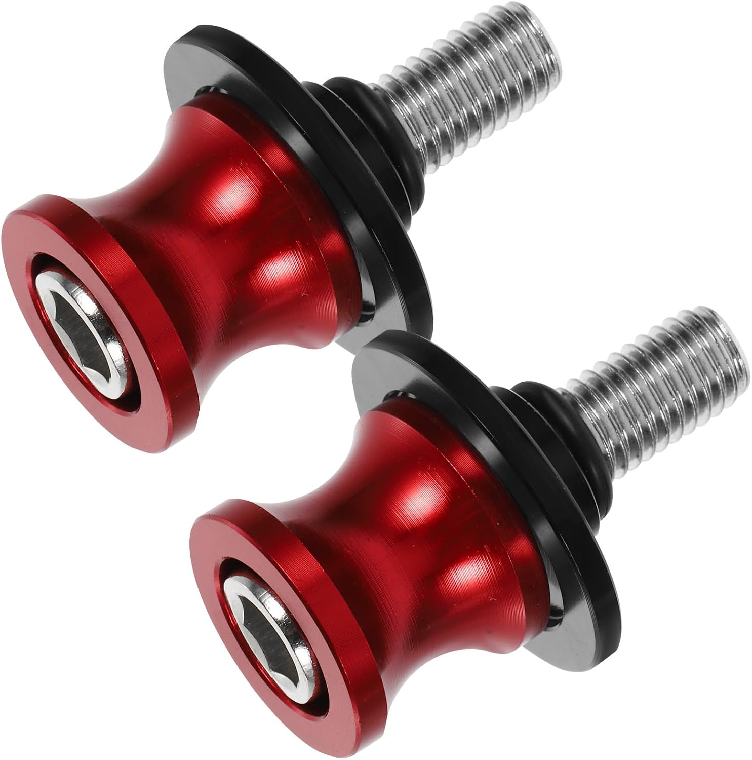 Universal 10mm Red Motorcycle Swingarm Stand Screws Pair, Cnc Iron Swing Arm Spools for Motorbike Sliders, Compatible with Popular Motorcycle Brands, Rear Swing Arm Frame Parts