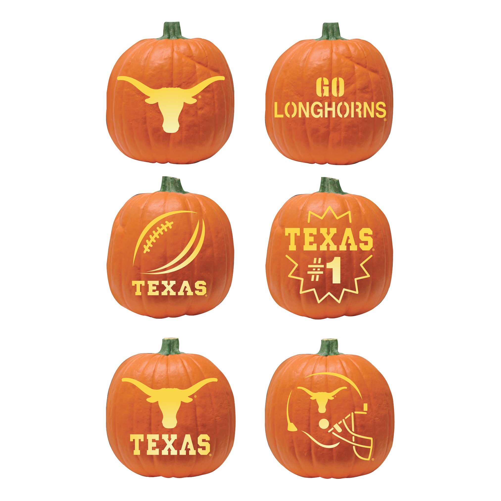 Boelter Brands NCAA Texas Longhorns zestaw do rzeźbienia dyni, 6 szablonów, pomarańczowy
