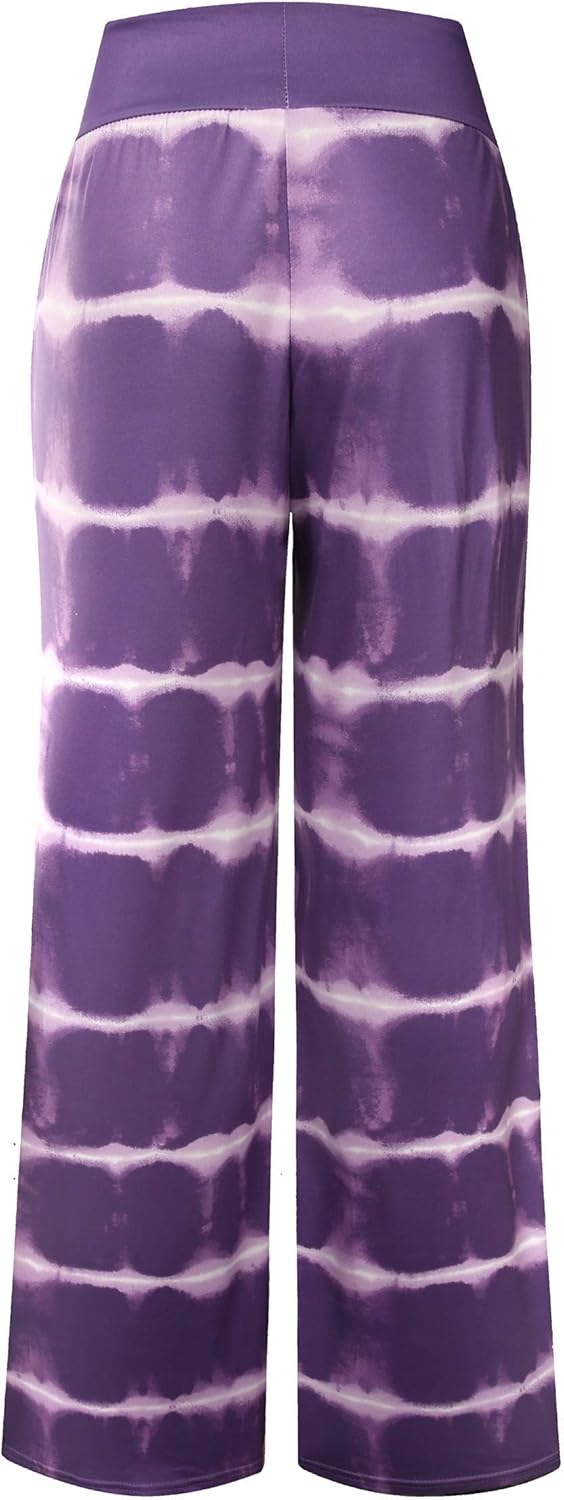 ROSA JUNIO Comfy Pajama Pants for Women Casual Drawstring Floral Palazzo Lounge Pants Stretch Wide Leg Bottoms - Image 3