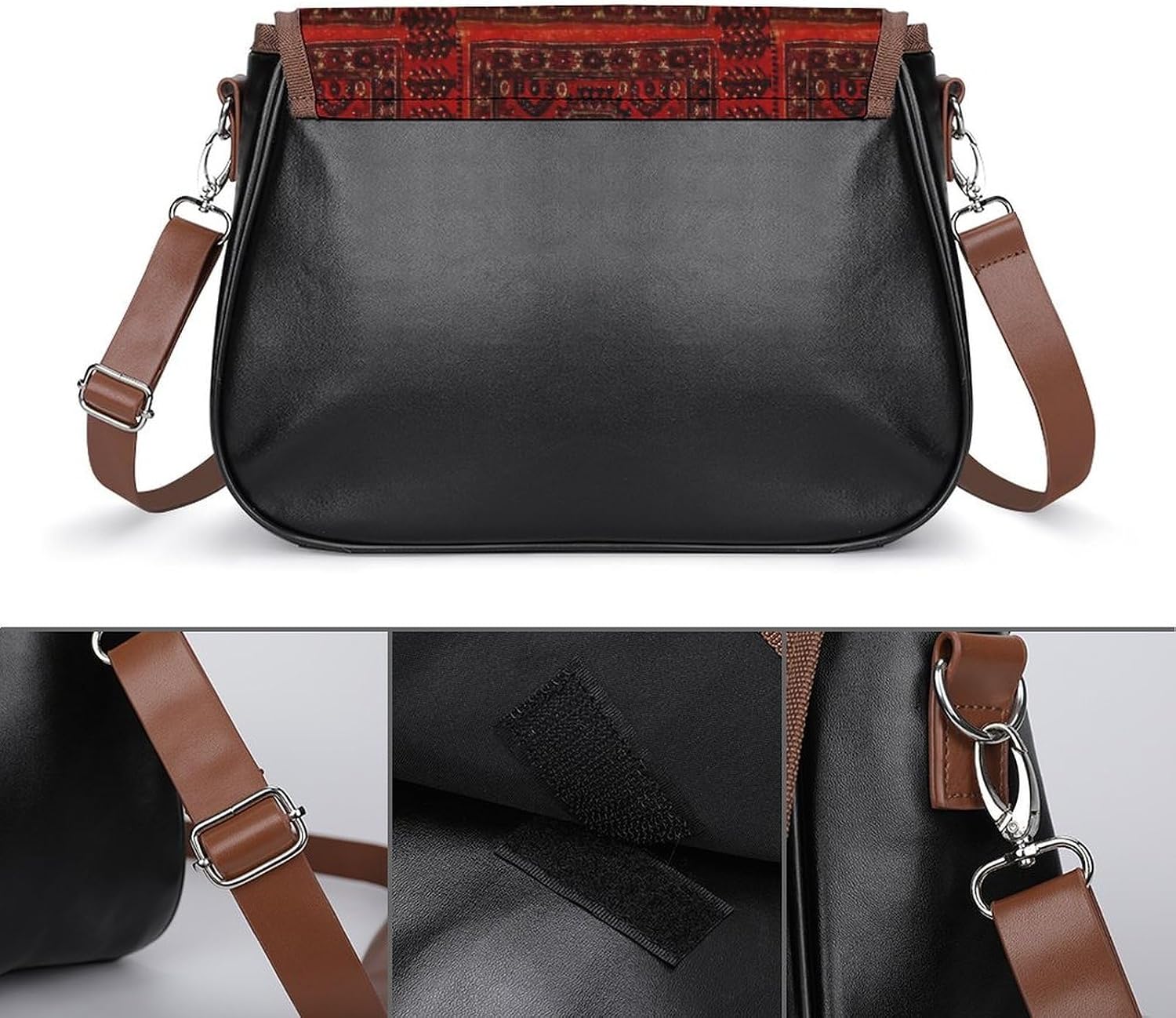 Antique OrientalWomen's Faux Leather Crossbody Bag, Waterproof Wrinkle-Resistant Shoulder Bag with Detachable Strap, Large Capacity Casual Handbag, Fashion Daily Purse for Shopping Work Dating, Ideal