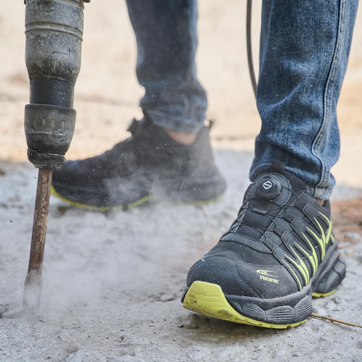 Scarpe da lavoro da uomo, leggere, con punta in acciaio, traspiranti, comode e larghe, suola in gomma