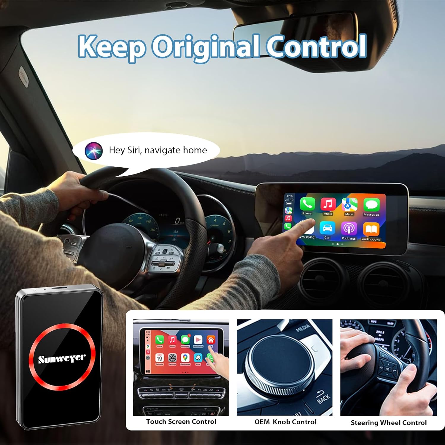 Various control methods for Sunweyer SW12 Lite in a car
