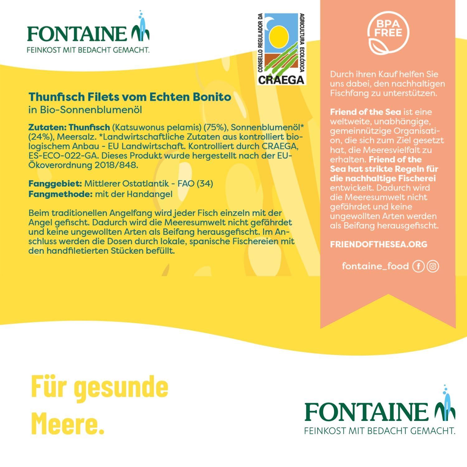 Fontaine - Thunfisch Echter Bonito in Bio-Olivenöl - Premium Thunfischfilets aus 100% zertifizierter, nachhaltiger Fischerei und kontrolliertem Anbau (10er Pack)