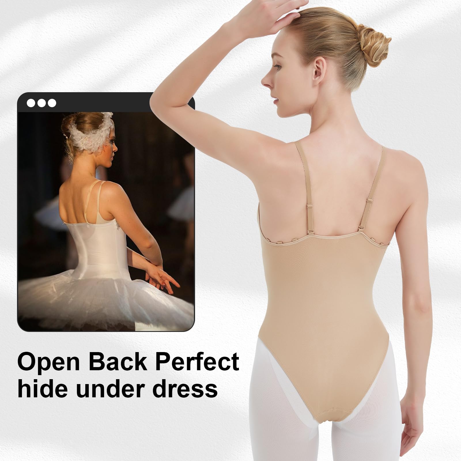 Donna Body a Canotta Body da Danza Camisole Classica Ginnastica Leotards Balletto Body Costumi con Spalline Regolabili