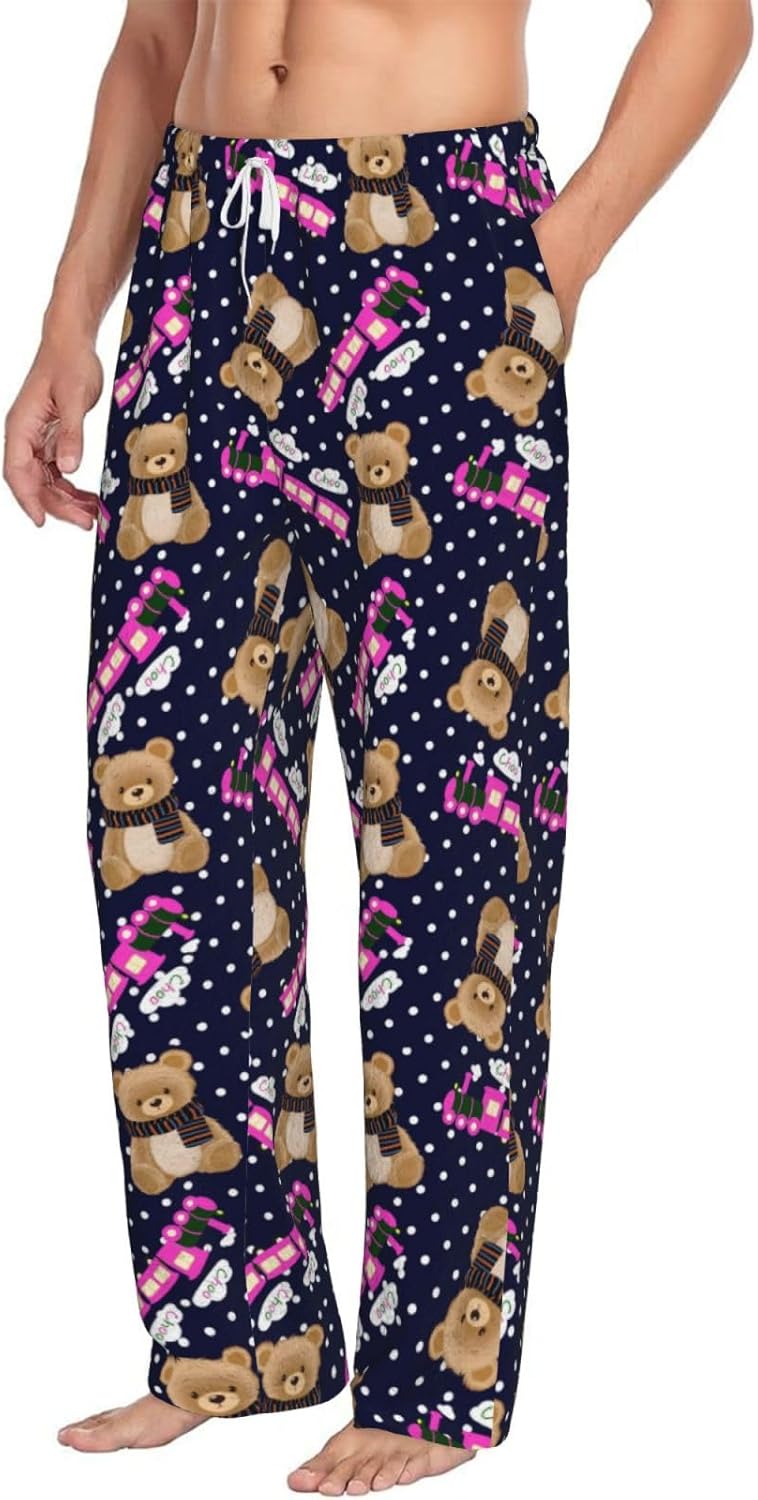 Mens Pajama Flannel Fabric Pants Cozy Lightweight Pajama Men'S Bottoms Lounge Sleepwear With Drawstring Pockets For Men Women