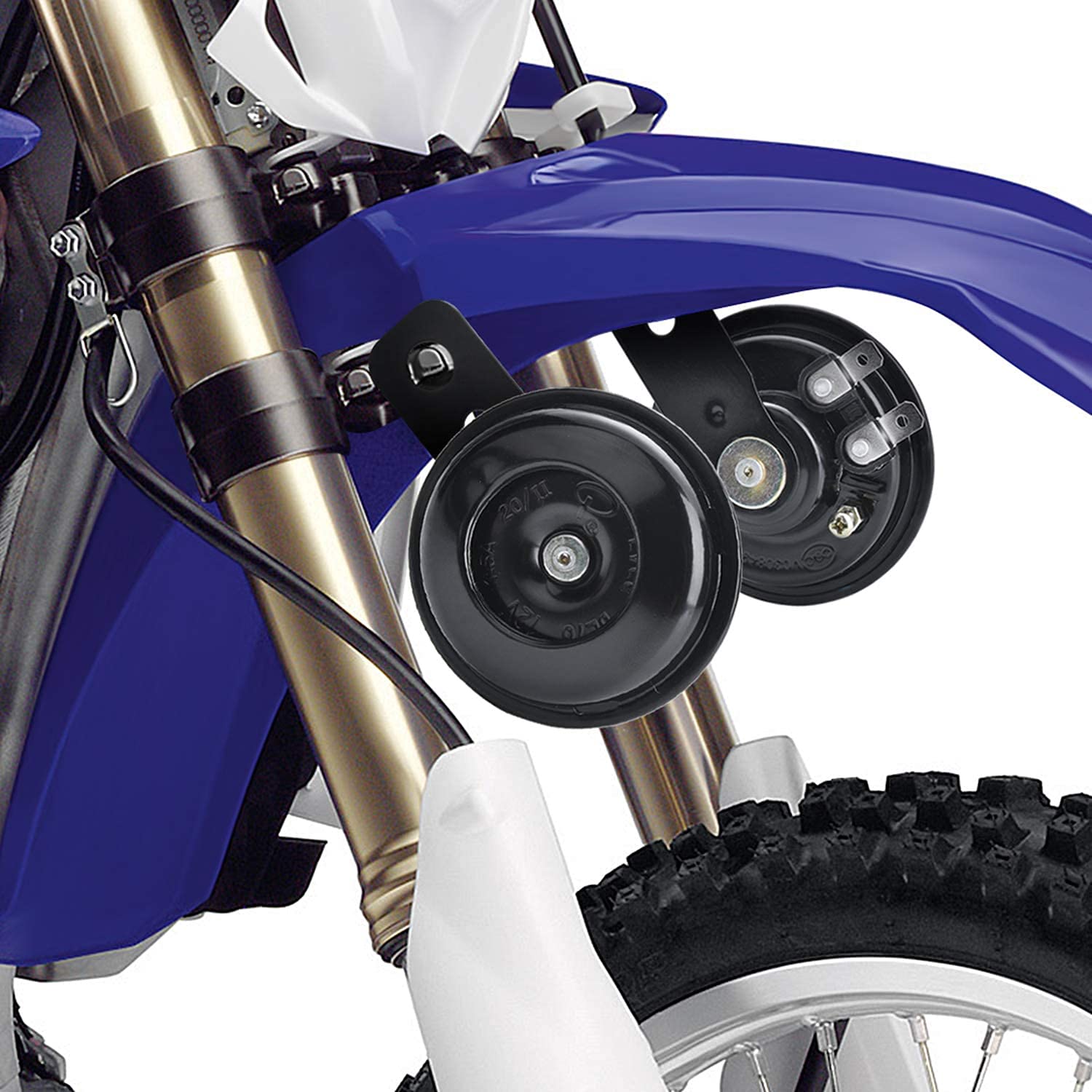 Clacson universale a forma di corno 12 V 105 db impermeabile metallo nero per moto auto camion