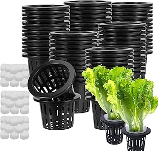 50 Stück Netztöpfe Hydroponik, 8 cm Pflanzkörbe Wasserkultur Net Cups für Hydroponikgarten, Gemüseanbau, Setzlinge und erdlose Pflanzenzucht