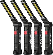 Coquimbo Cadeau Homme, Lampe de Poche Lampe de Travail Rechargeable Lampe Atelier COB Torche avec Base Magnétique 5 Modes Camping Lampe pour Garage, Camping, d'urgence, etc (Noir, 4 Pièces)