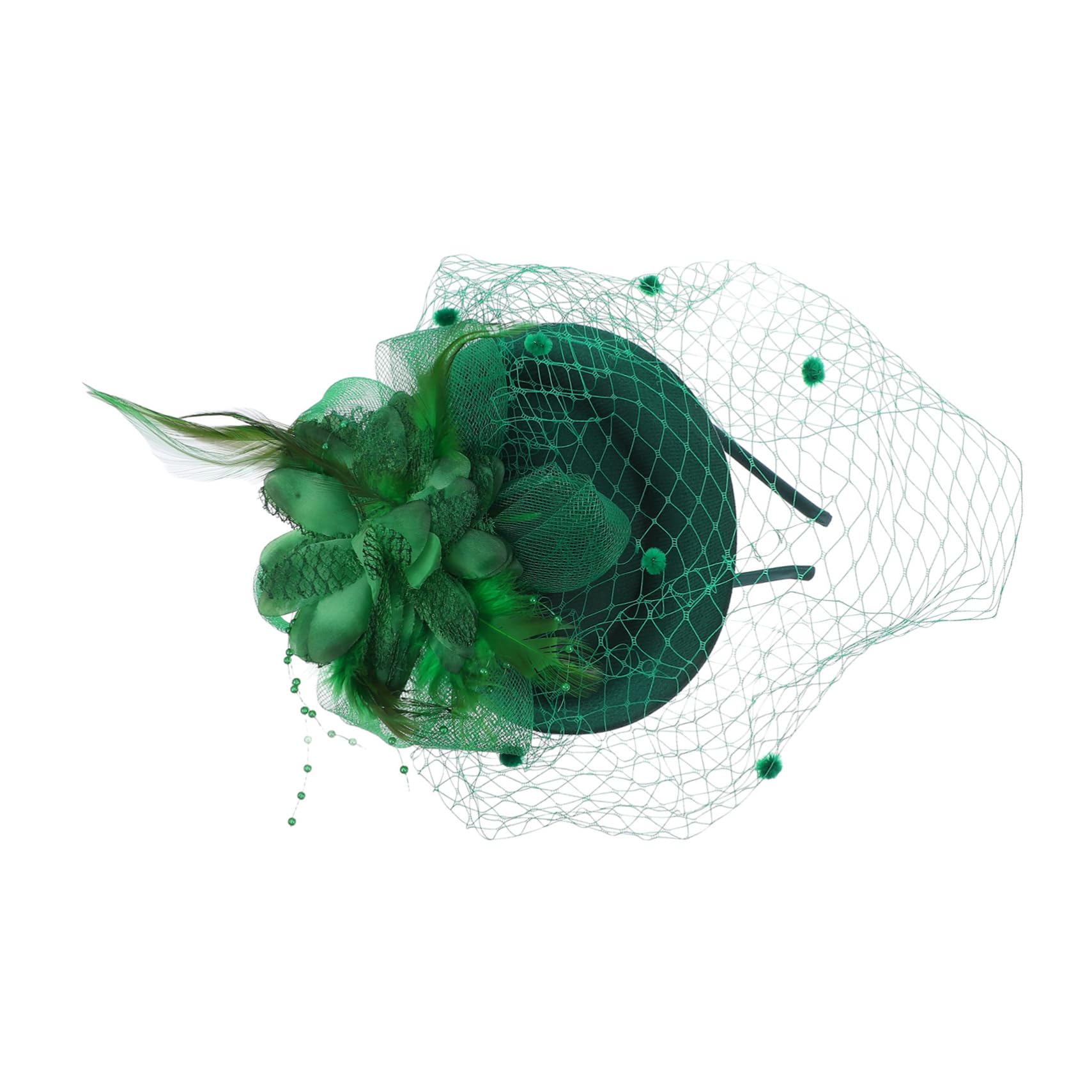 Beavorty 4 Piezas flor de cabeza de malla tocados verdes para bodas diadema fascinador tocado de fiesta de té clip fascinator para la fiesta del té fascinador de la del pluma