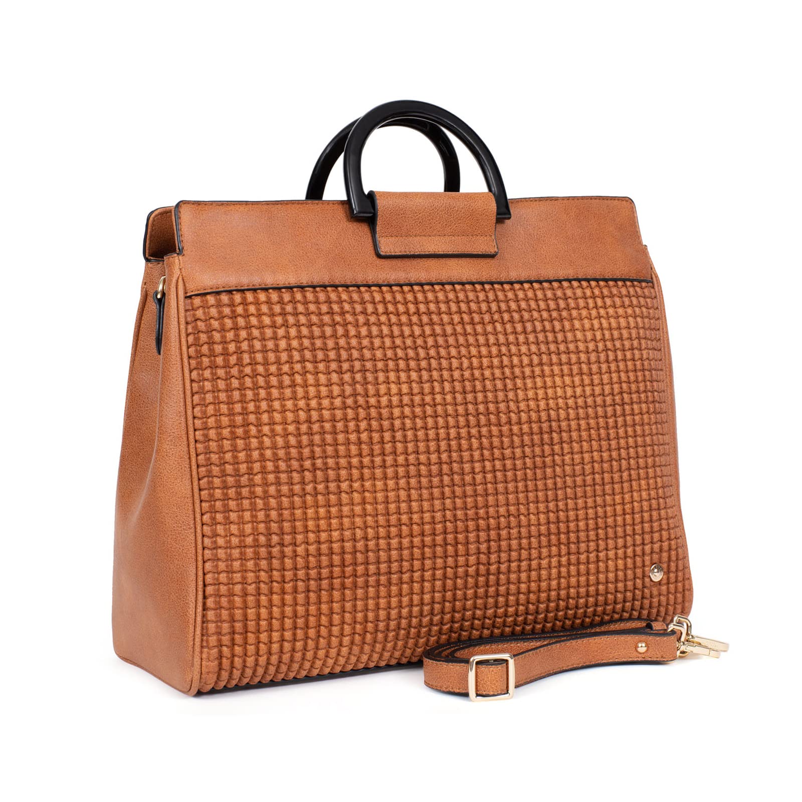 Hexagona ECLATS, Women’s Paris Handbag with 2 handles ECLATS Collection Cognac in Synthetic Hand Carried Women's handbag Crossbody bag Small bag, Cognac, L : 36 x h : 29 x P : 15 cm -