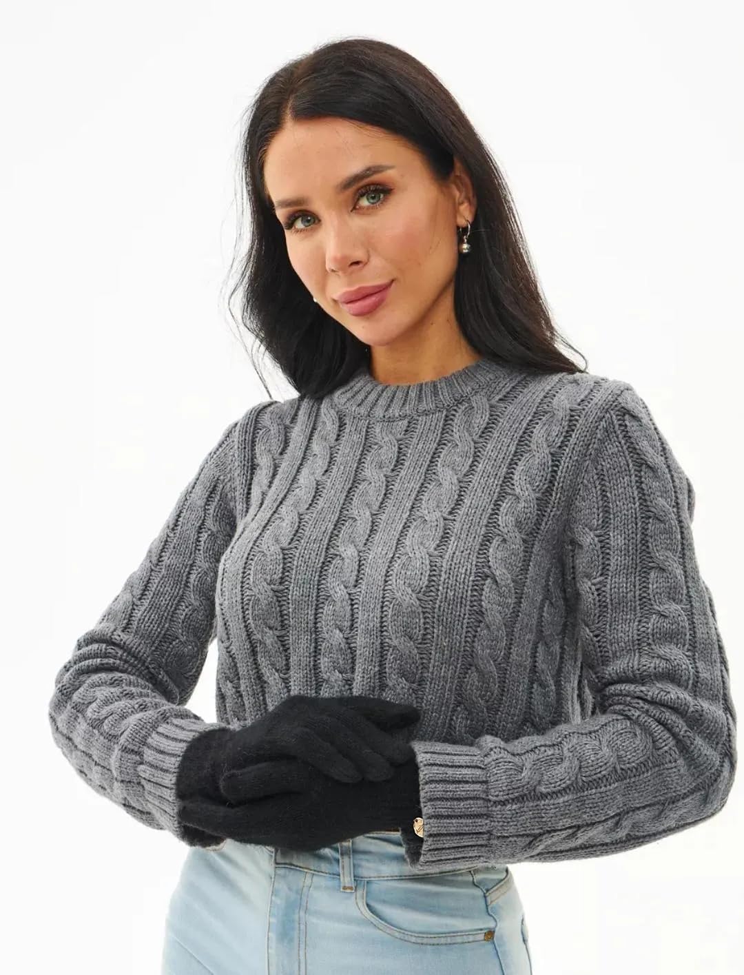 100% Organic Wool Gloves, Winter Long Gloves for Women, Touchscreen Wool Glove for Cold Weather - Image 4