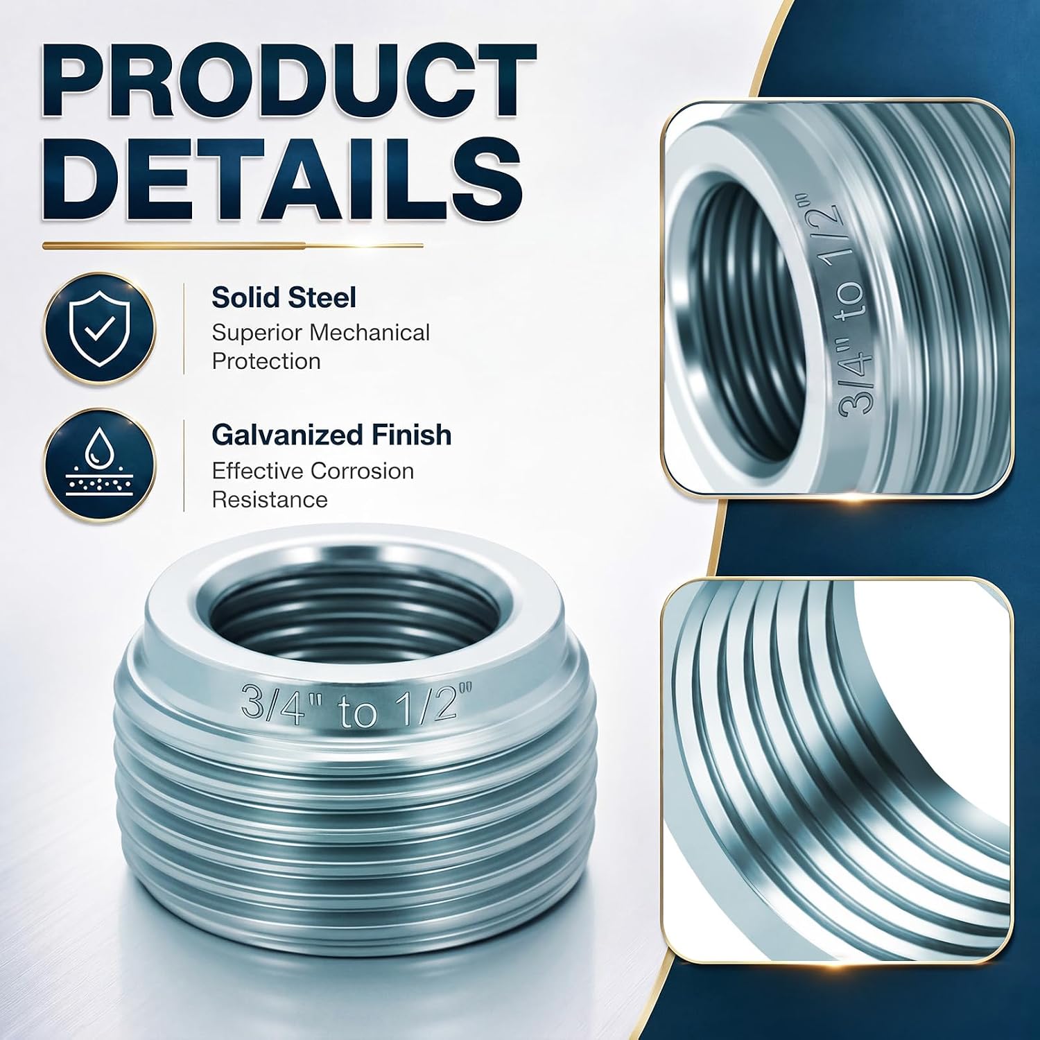 Gisafai 25 Pack Reducer Bushing 3/4" to 1/2" Reducer Threaded Bushings Galvanized Steel for Electrical Conduit Connections