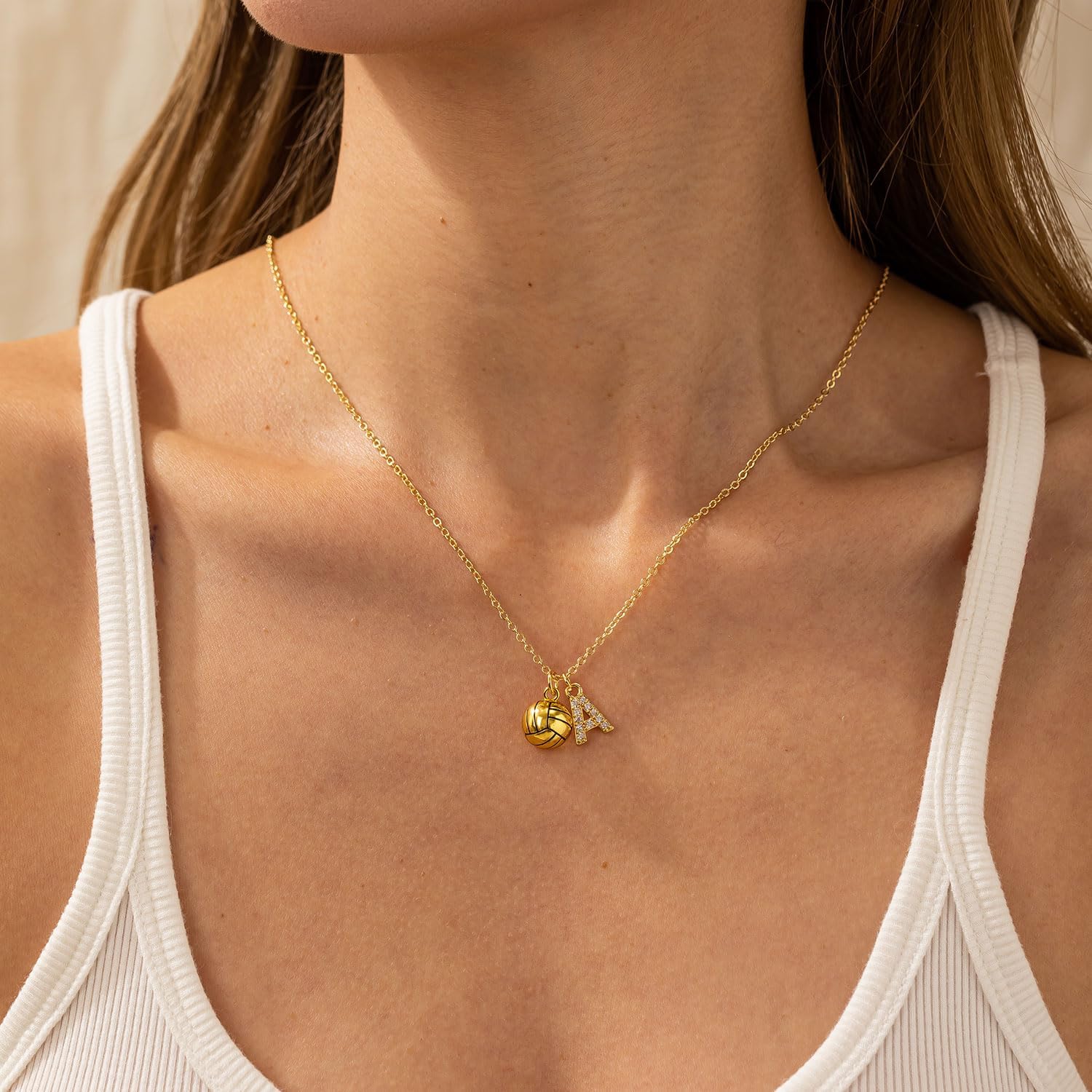 Volleyball Gifts for Teen Girls Women, Initial A-Z Name Letter Volleyball Necklace Christmas Gifts for Team Player Coach Fans - Image 2