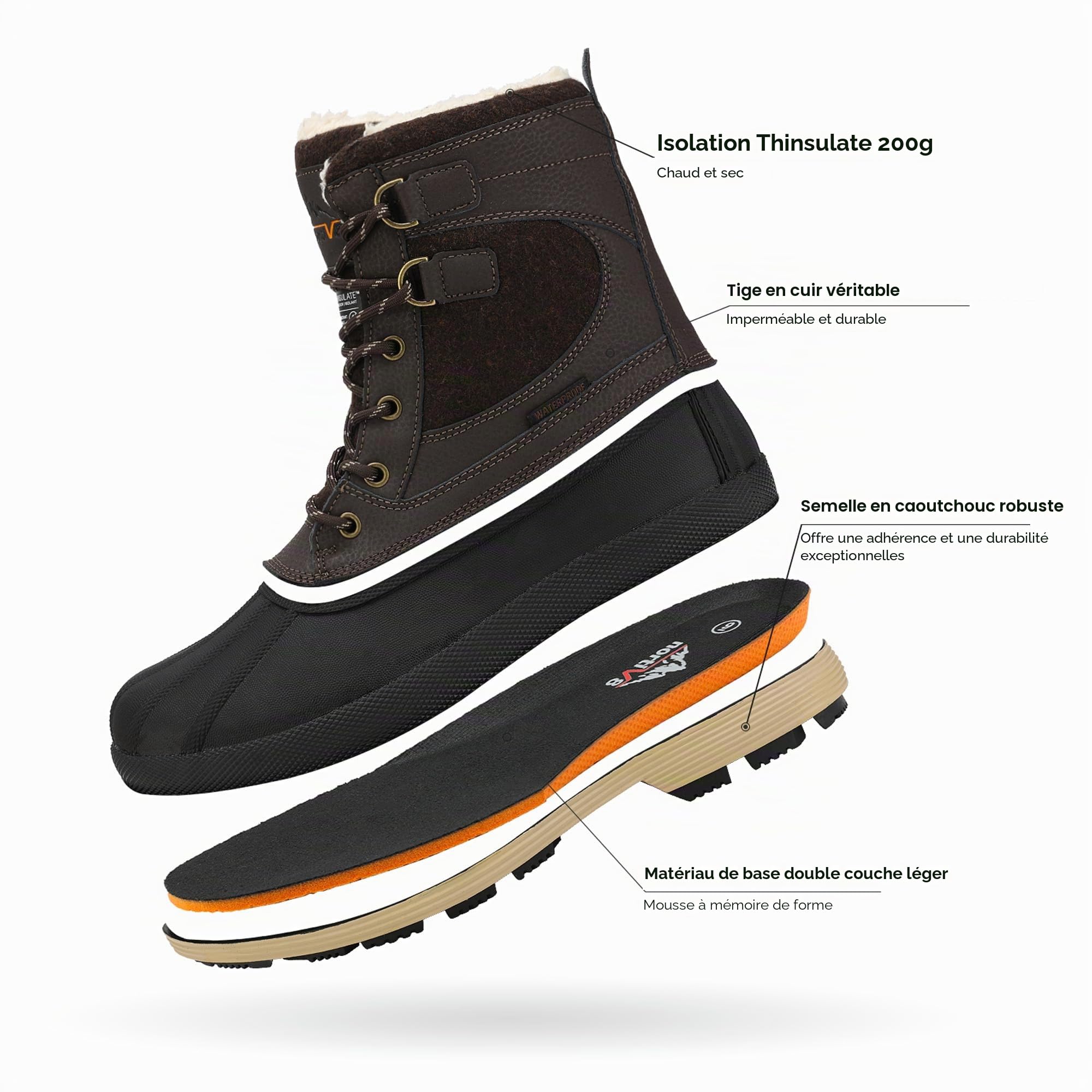 NORTIV 8 Bottes de Neige pour Hommes Imperméables