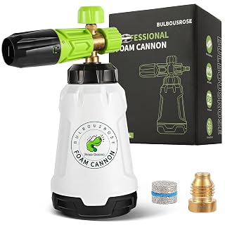Foam Cannon for Pressure Washer (Wide Mouth), Stainless Steel Filter Thick Snow Car Wash Foam Gun, Adjustable Soap Cannon with 1/4“ Quick Connector, Additional 1.1mm Orifice Nozzle, 1L HDPE Bottle - Amazon product rated Grade A