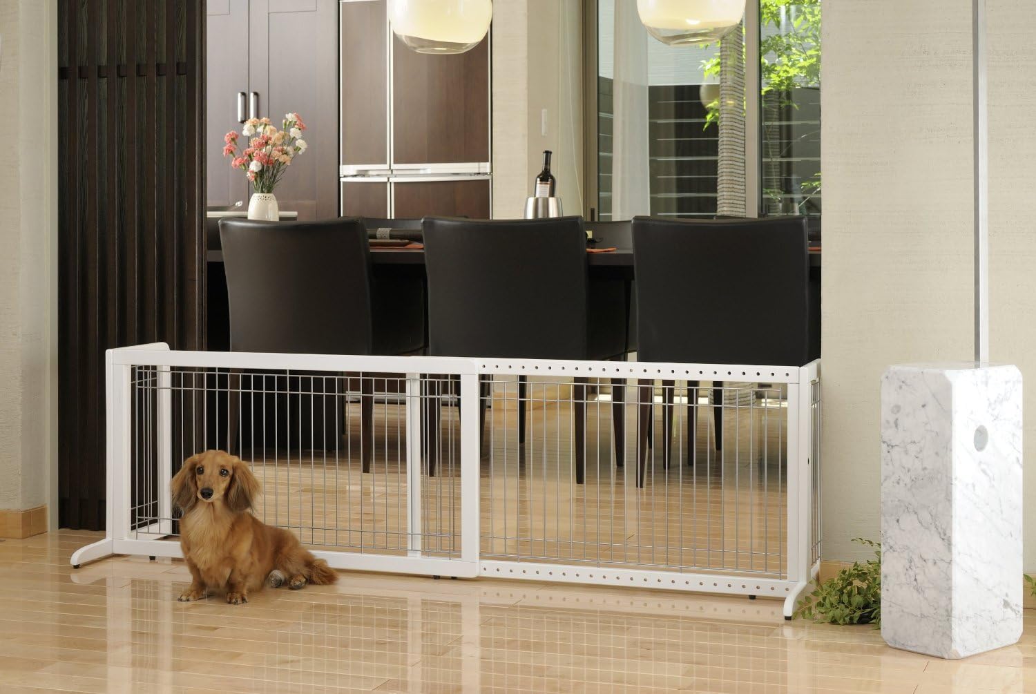 Richell Freestanding Pet Gate, Large, Origami White Large Pet Gate Origami White