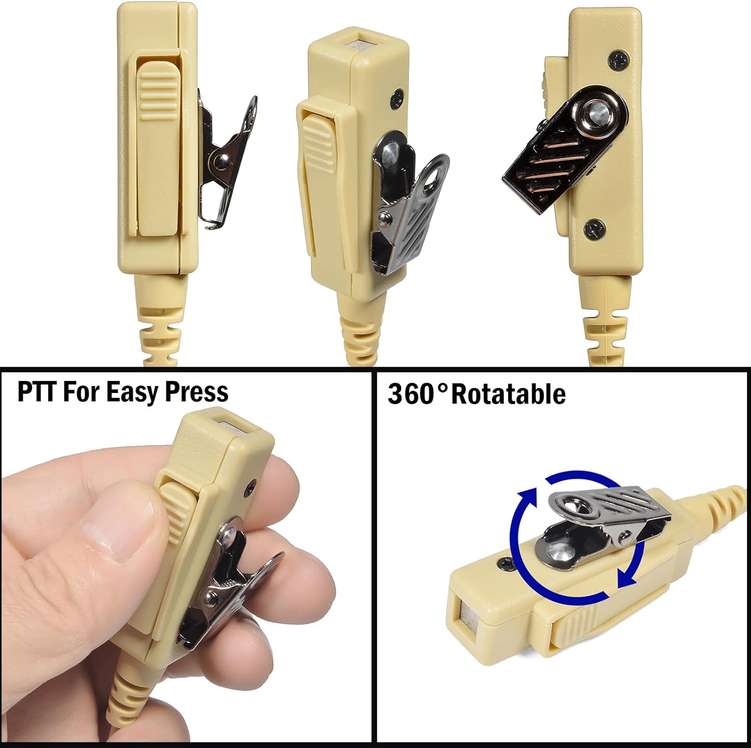 Walkie-Talkie Headset, Acoustic Tube Earpiece with PTT for Motorola XPR6350 XPR6550 XPR7550 APX 4000 6000 7000 HT Two-Way Radio (Beige Color)