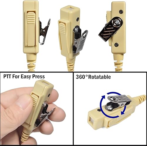 Miniatura 2 de Walkie-Talkie - Auricular de tubo acústico con PTT para radio bidireccional Motorola XPR6350 XPR6550 XPR7550 APX 4000 6000 7000 HT (color beige)