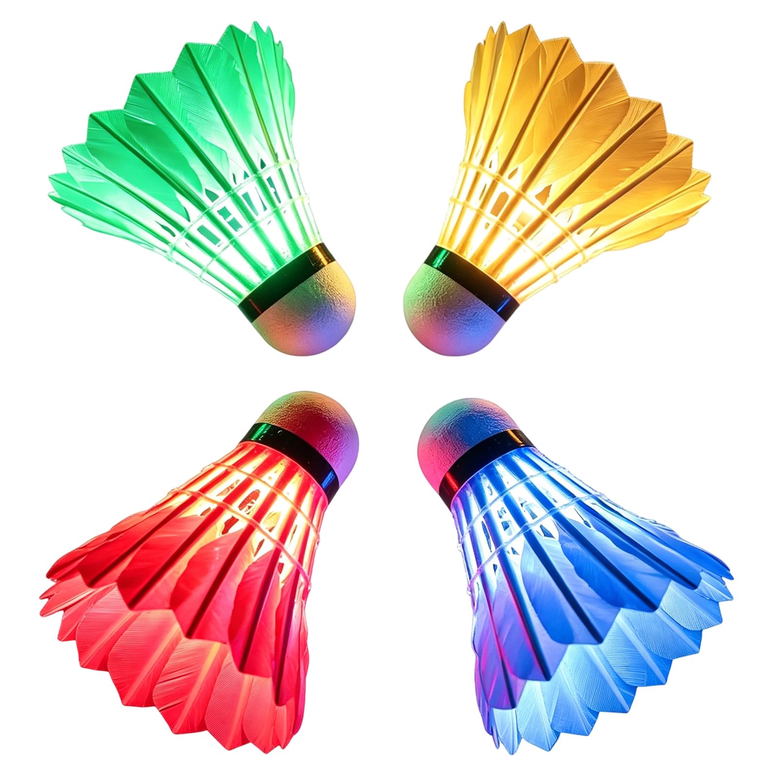 Binnan 4 Piezas Volante Bádminton LED Brillante para Deportes Interior Exterior Duradero