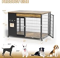 Vista 3 de Mueble de jaula para perros de 38", jaula para perros con marco DIY, perrera interior con puerta corrediza, mesa auxiliar de jaula para perros