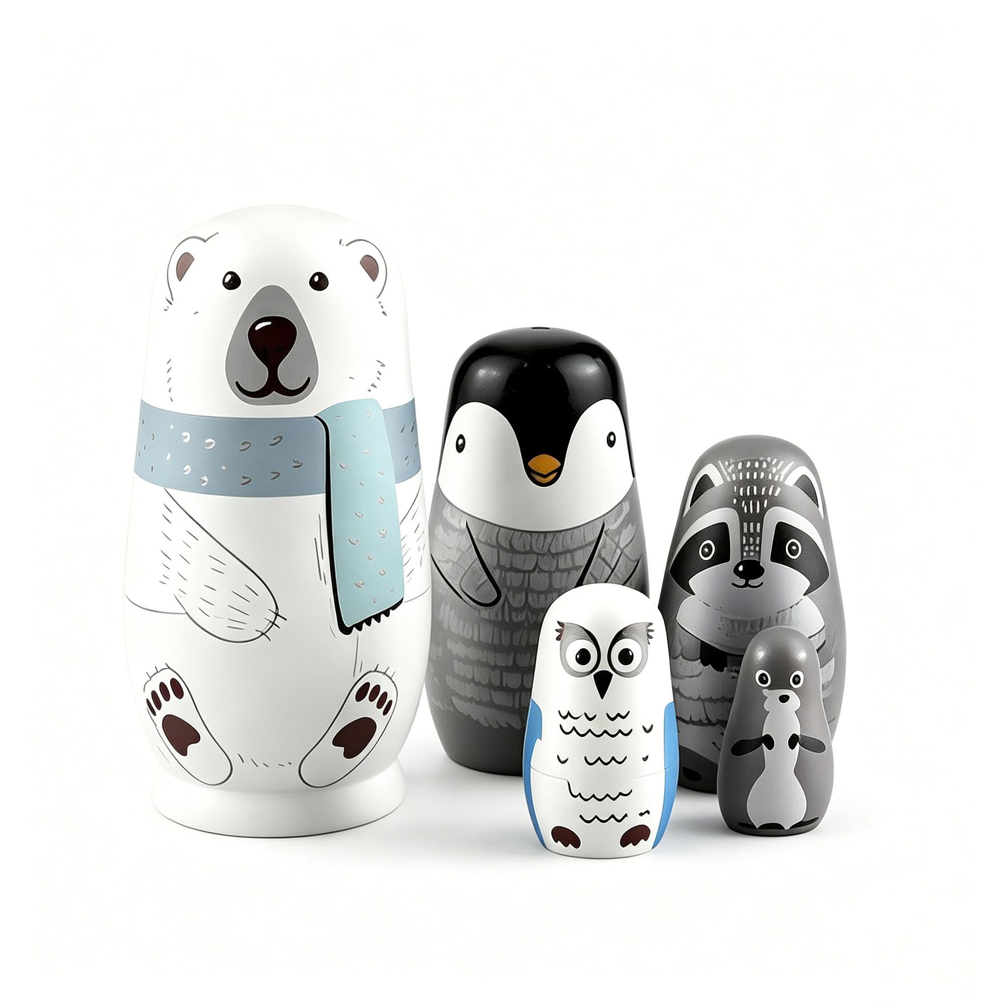 5Pcs Russian dolls,Hand-drawn Wooden Toys for Birthday, Home Decorations