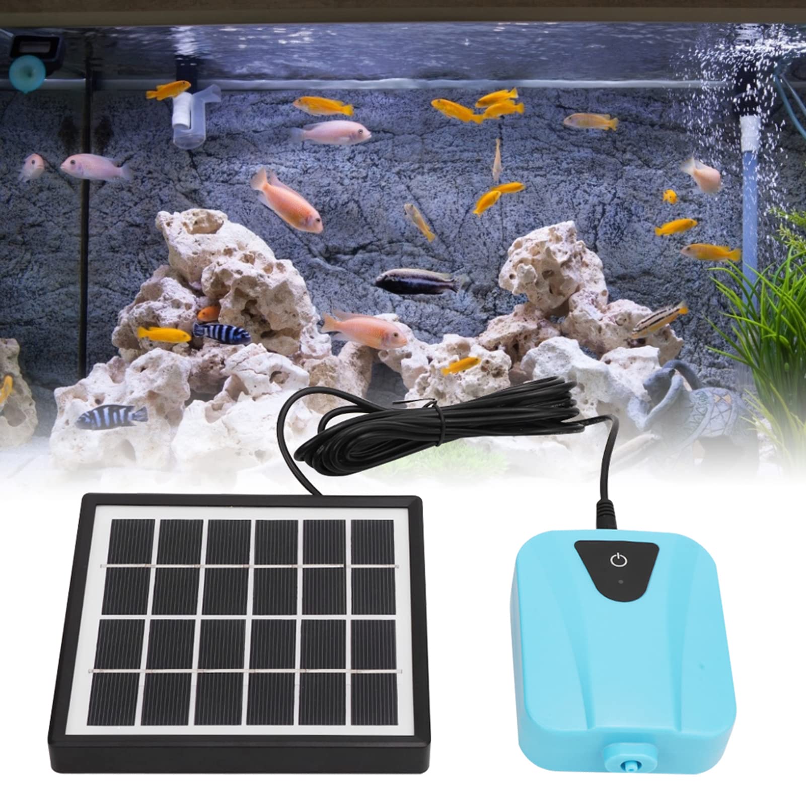 Pompe à Air Oxygénateur à énergie Solaire AP003, Aérateur Solaire pour Aquariums, Outil à Double Usage AC DC pour Aquariums, Pisciculteurs et Pêche