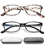 EYEURL Reading Glasses Womens Blue Light Blocking - 2 Pack Lightweight Computer Readers +1.5 Glare Blocking Ladies Eyeglass