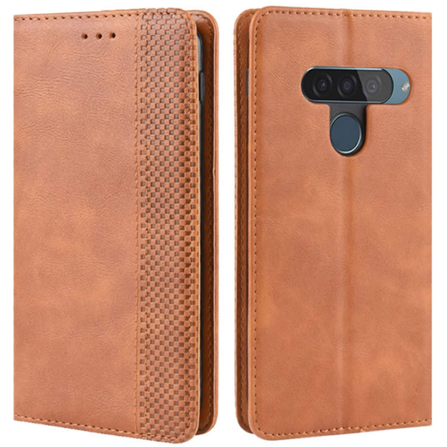 Custodia Portafoglio In Pelle PU Con Finitura Scamosciata Per LG G8s ThinQ – Flip Cover Con Tasche E Chiusura Magnetica (Marrone) - 2