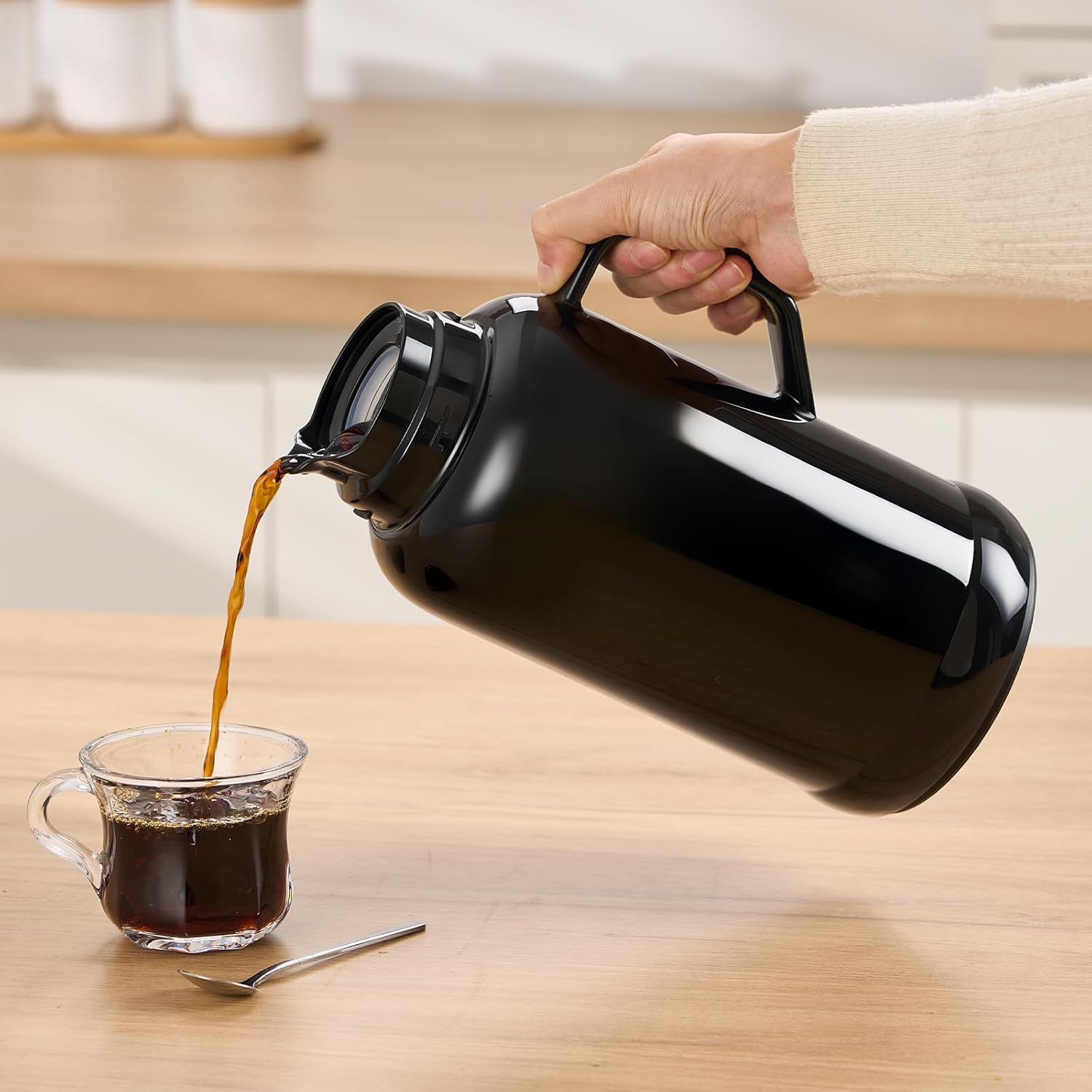 PARACITY 54oz/1600ml Thermal Carafes for keeping hot, Insulated Stainless Steel Coffee Carafe Double Walled Vacuum Thermal Pot for Coffee & Tea, Coffee Carafes for Keeping Hot Home & Office