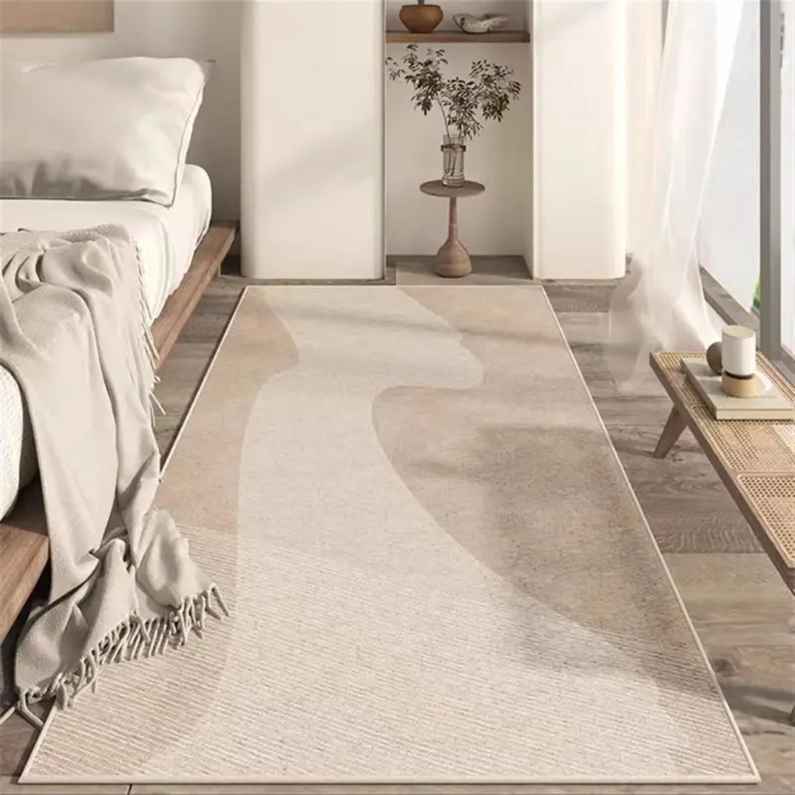 Tapis de salon style crème antidérapant et insonorisé contre les bruits