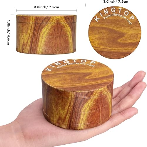 Miniatura 4 de KINGTOP Molinillo grande de especias de 3 pulgadas (grano de madera marrón)