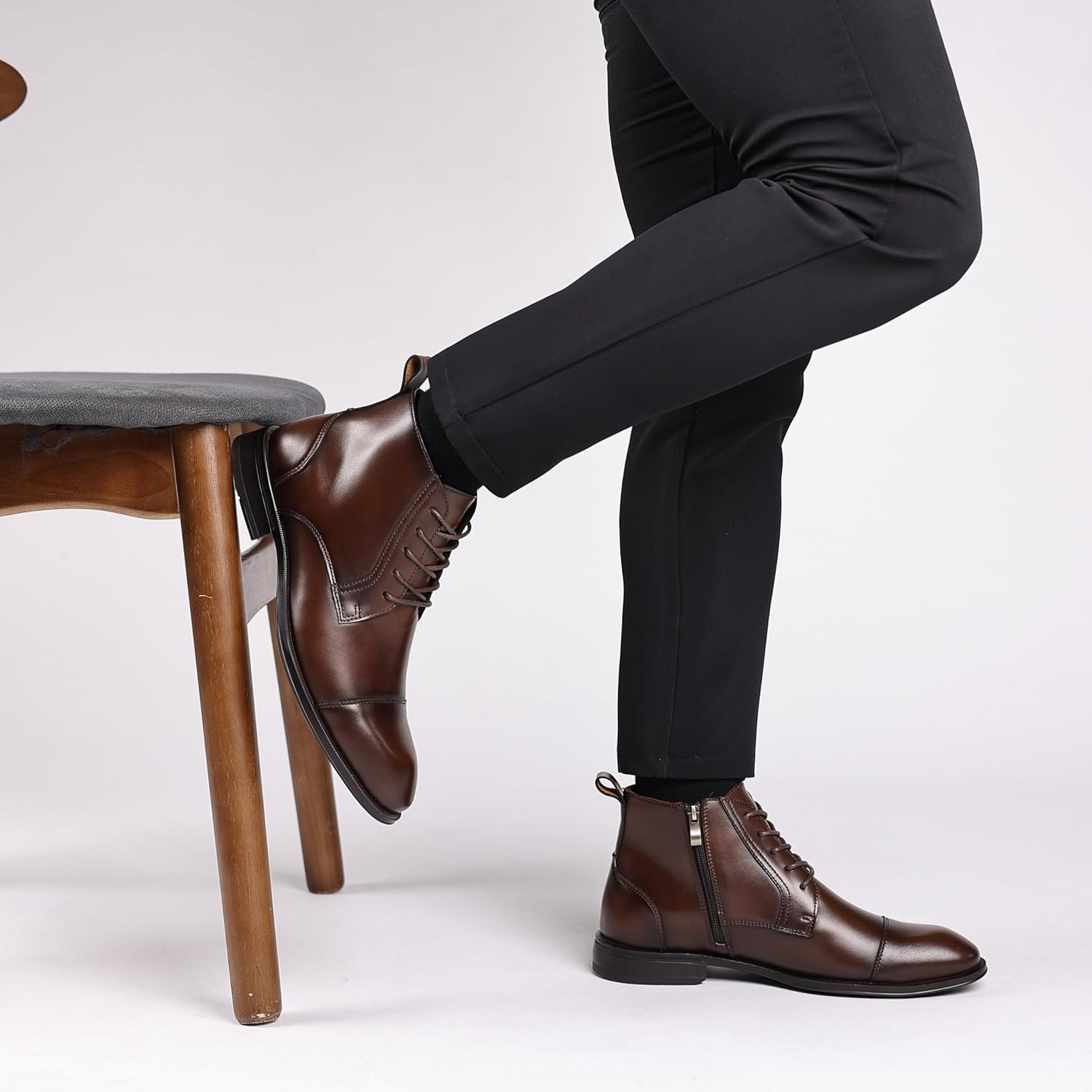 Holy dove Chelsea Boots Men – Genuine Leather,Chelsea Boots for Men with Side Zipper, Casual Slip-On Ankle Boots, Chukka & Oxford Style Dress Boots - Image 6