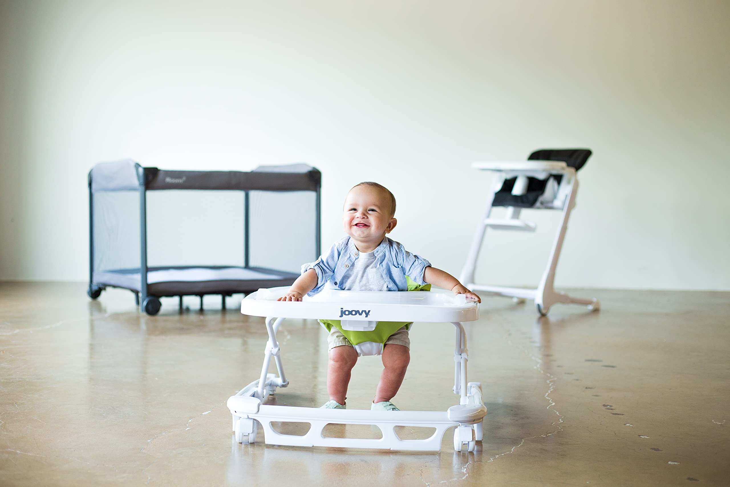 Joovy Spoon Walker, Adjustable Baby Walker, Activity Center, Greenie