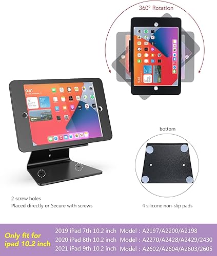 Miniatura 2 de Soporte de quiosco de seguridad antirrobo de escritorio para iPad de 10.2 pulgadas (9 generación.2021, 8 generación 2020, 7 generación.2019), con
