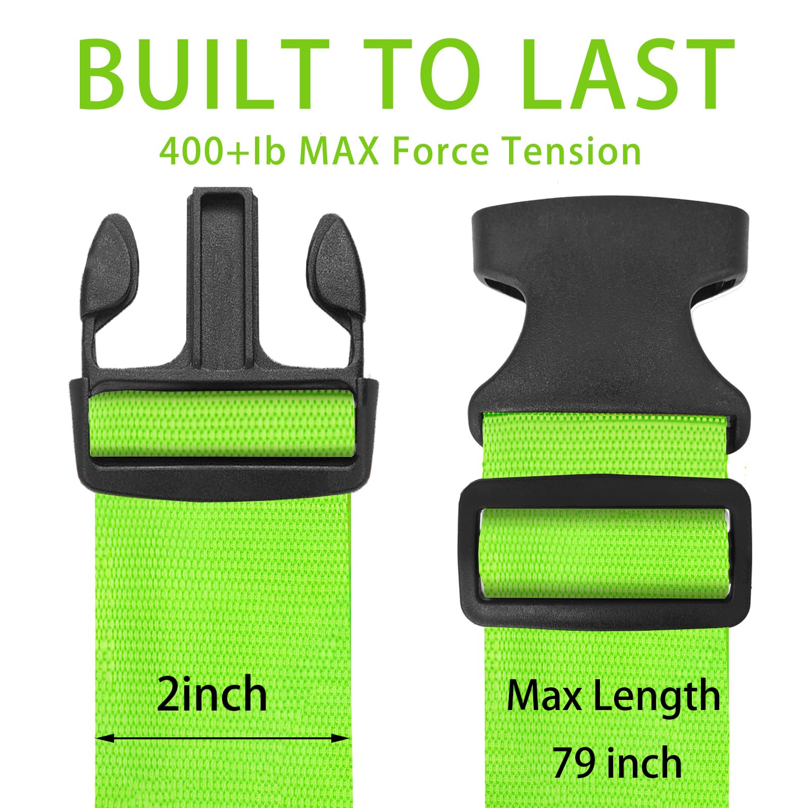 Correas de equipaje resistentes (F- 4 unidades, verde)