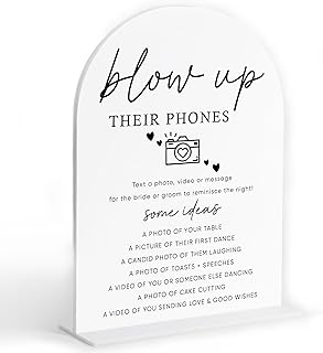 Blow Up Their Phones Sign, White Arch Acrylic Wedding Sign, I Spy Wedding Game, Bridal Shower Decor, Engagement Party Decor, Centerpiece Table Decorations Party for Bride and Groom-5