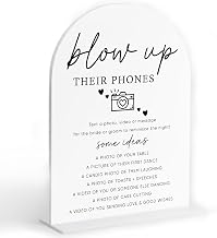 Blow Up Their Phones Sign, White Arch Acrylic Wedding Sign, I Spy Wedding Game, Bridal Shower Decor, Engagement Party Decor, Centerpiece Table Decorations Party for Bride and Groom-5