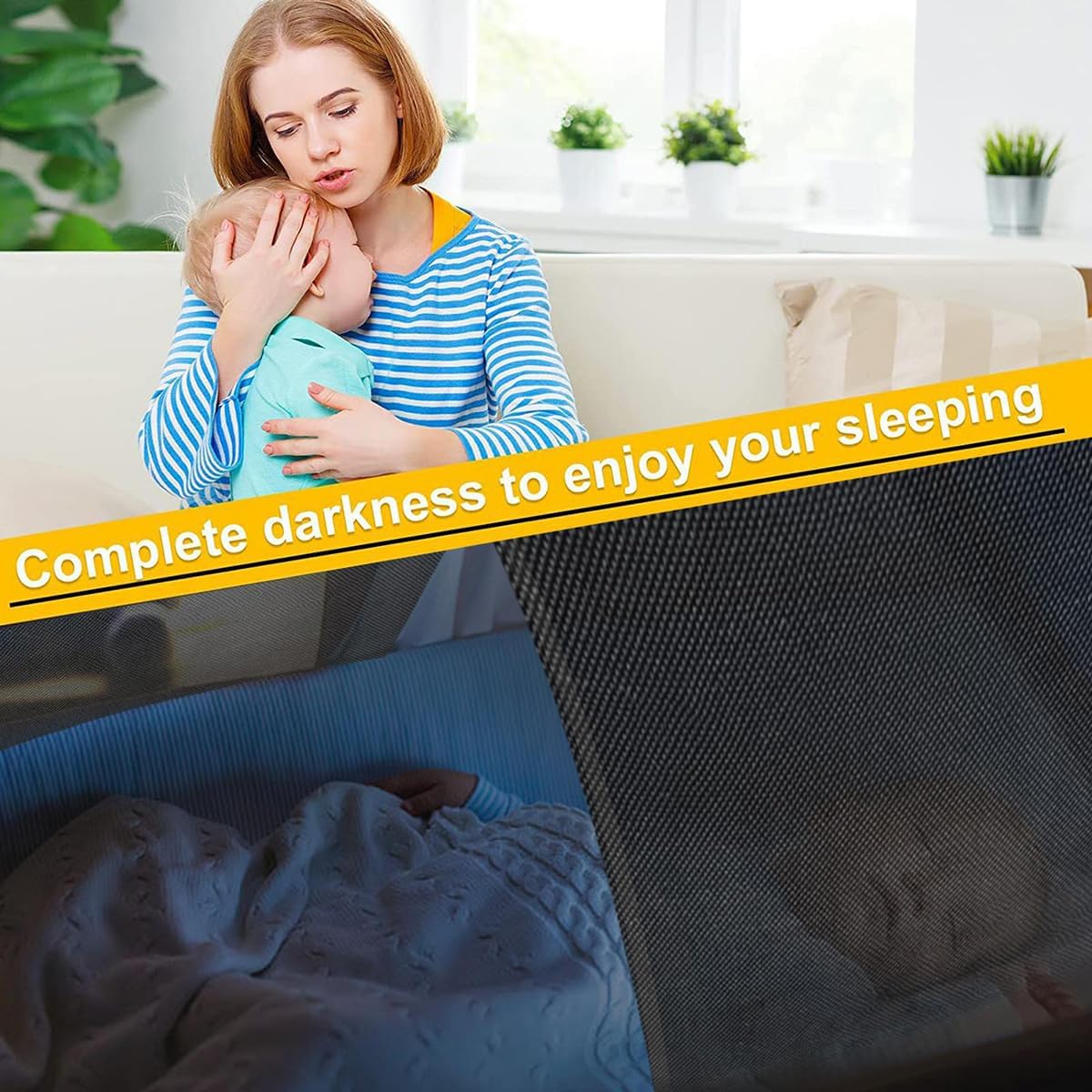 ThreeH Portable 100% Blackout Curtain Total Darkness Window Shade, Trimmable Fabric for Bedroom, Skylight, Car, Van