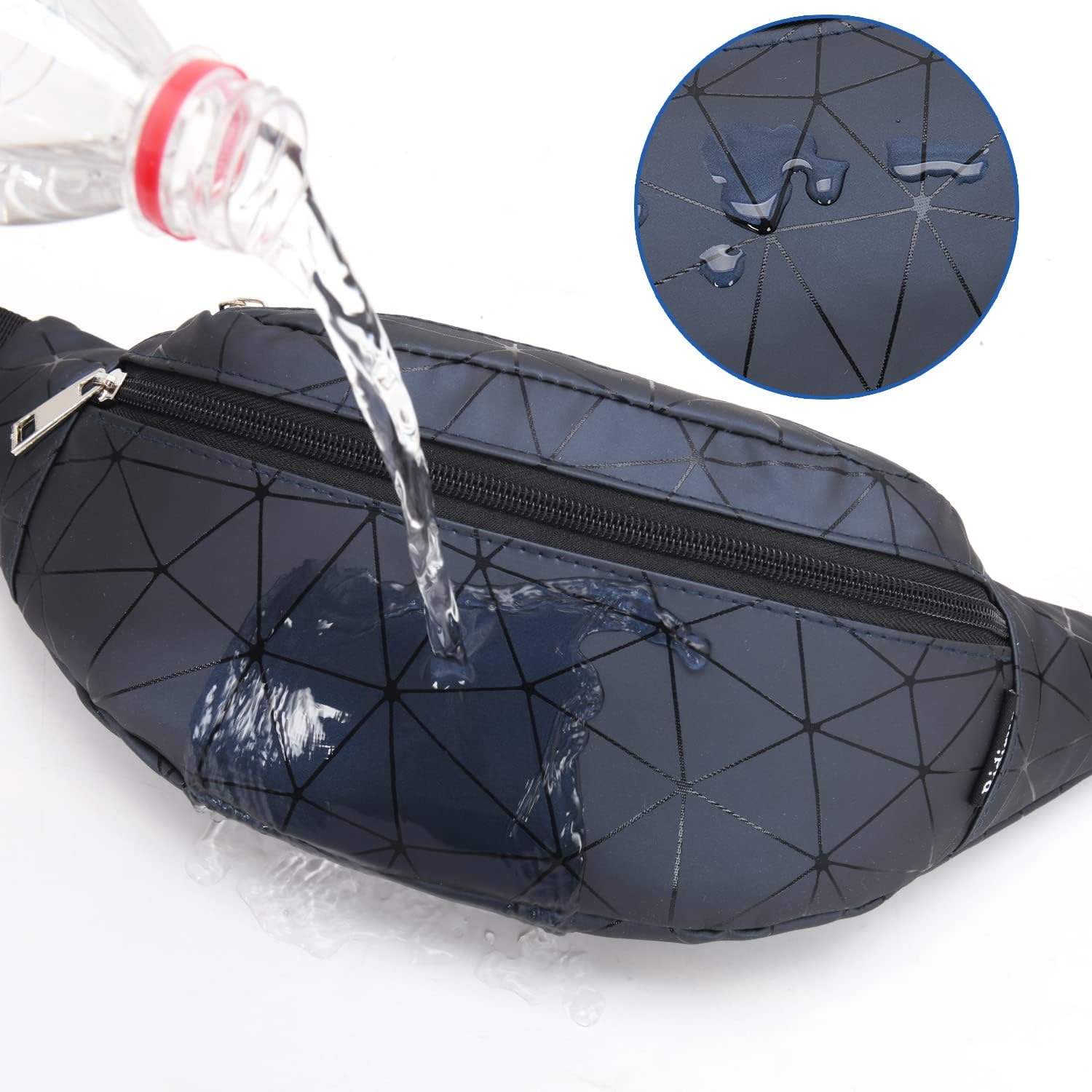 Bumbags Fashion PU Leather Shiny Fanny Packs for Women Waterproof Waist Bag for Ladies Running Walking Hiking Shopping Travel Belt Bags Money Hip Pouch Pack (Darkblue) - Image 5