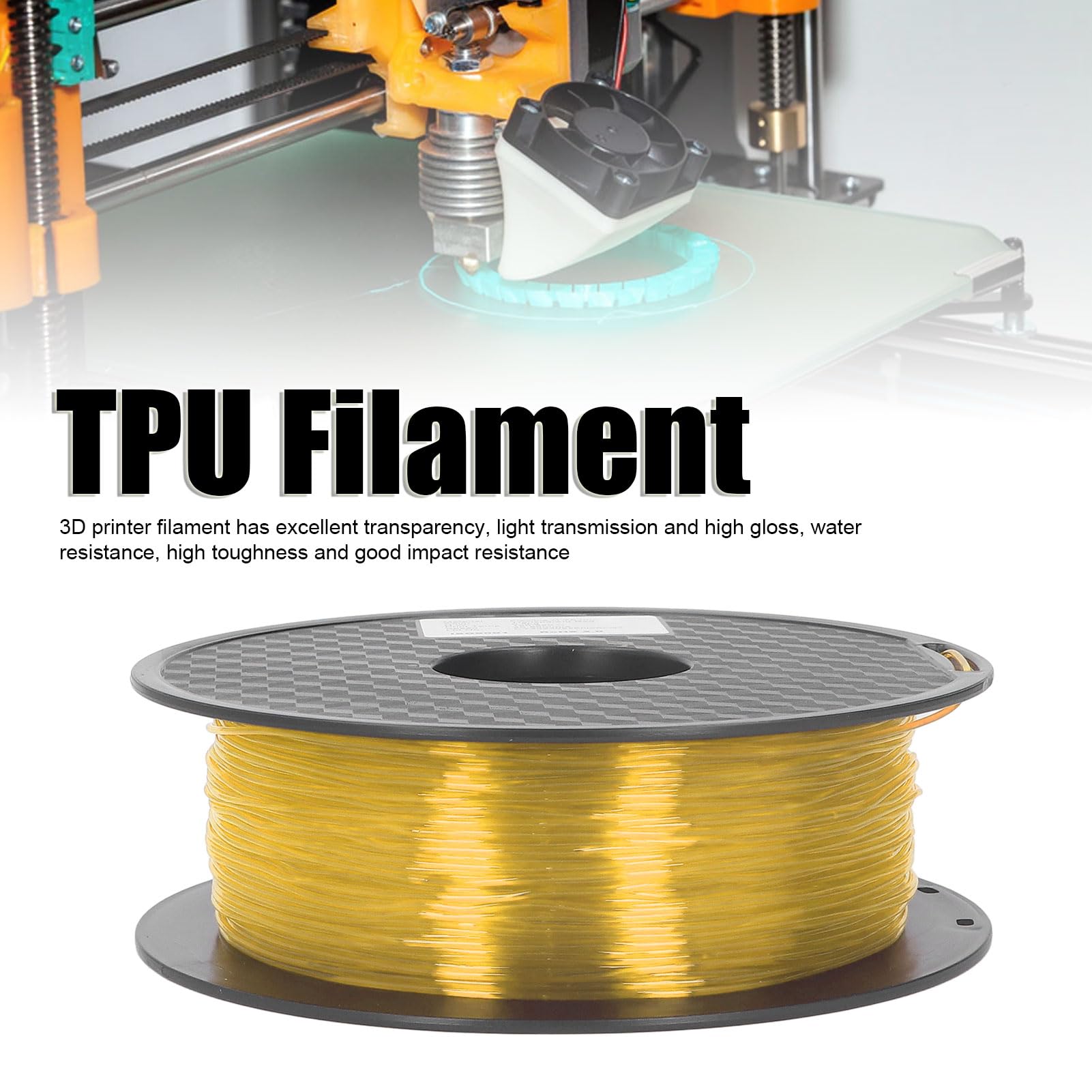 FLEXMAN Filament TPU, Szpula 1 Kg Wysoka Przepuszczalność Brak Bloku Koła Pasowego Filament do Drukarki 3D Miękki, Elastyczny Materiał Eksploatacyjny do Materiałów Eksploatacyjnych (Przejrzysty żółty)