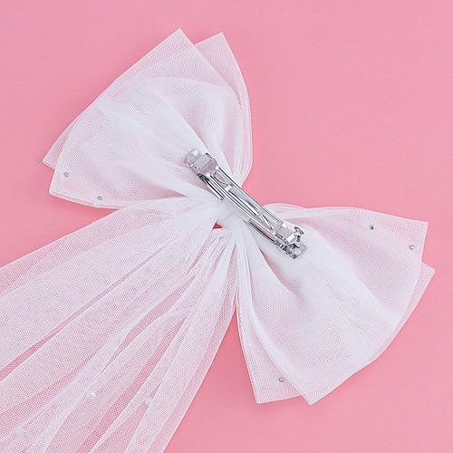 Miniatura 3 de CIEHER Clip para el pelo de novia, decoraciones de despedida de soltera, lazo de pelo blanco perla, regalos de despedida de soltera, regalos de dama