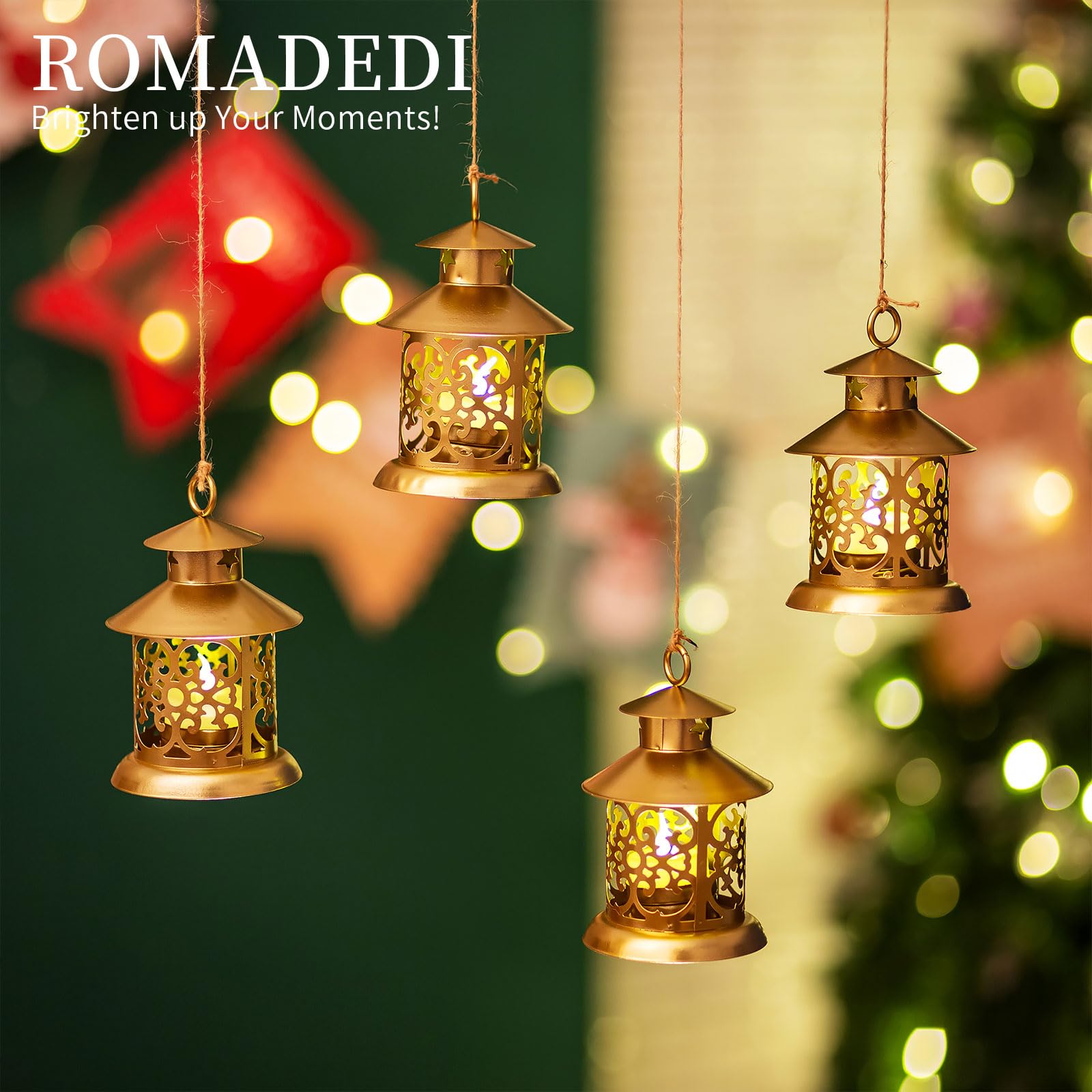 Gold Tealight Candle Holders Decorative Lantern Romadedi 6pcs Vintage Mini Hanging Lantern for