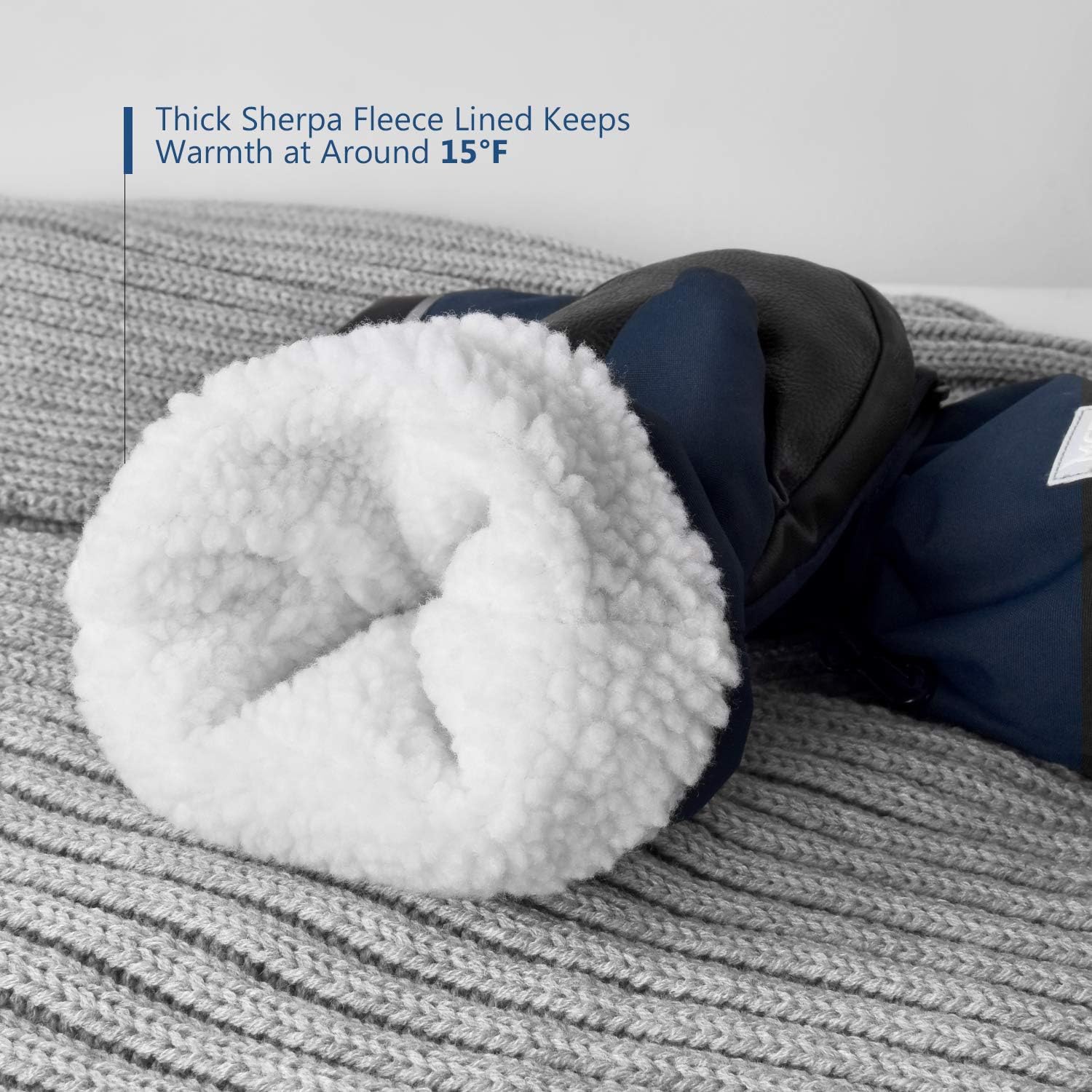 MCTi Kids Mittens Waterproof Winter Ski Warm Sherpa Lined Long Cuff with String : Clothing, Shoes & Jewelry