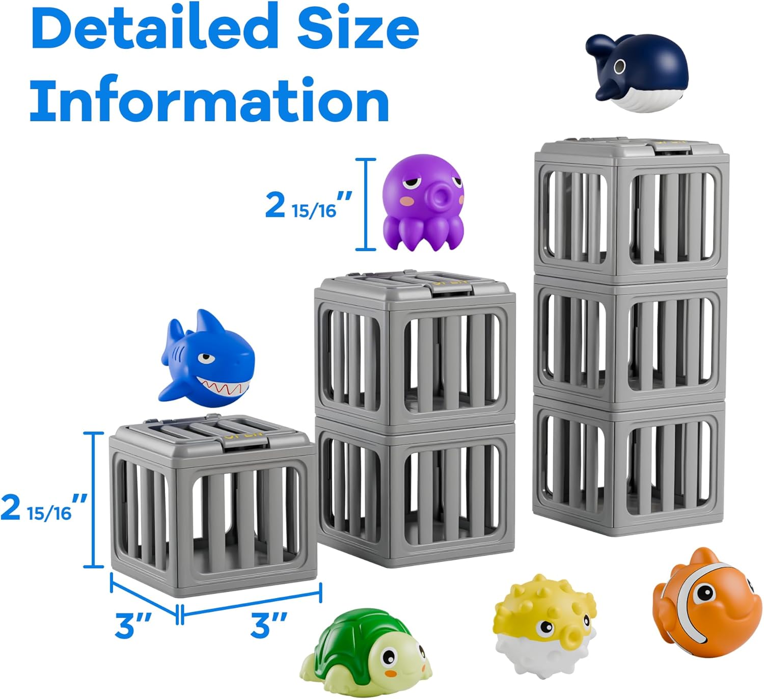 Funscape Kids Pool Diving Toys, Water Swimming Dive Pool Game, Toddler Bath Toy Play Set W/ Fish Box Floating Animals, Fun Outdoor Beach Lake Swim Summer Party Gift 3 4 5 6 7 8 10 12 Year Old Boy Girl