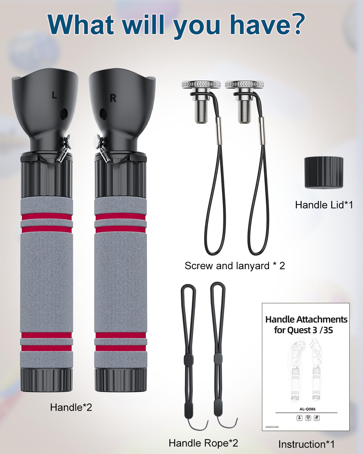 Accessoires de poignée pour Meta Quest 3, TanReginal Gorilla Tag Bras longs pour contrôleur Meta Quest 3S, double poignée d'extension VR Sticks compatibles avec Oculus Quest 3 pour Beat Saber et