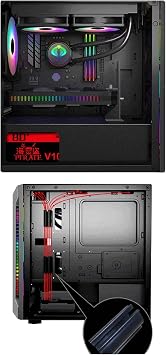 ATX Mid-Tower Gaming Computer Case, Tempered Glass Side Panel-Integrated RGB Lighting, Support M-ATX, ITX Motherboard, USB2.0-USB3.0, Support Water Cooling (Color : Black)